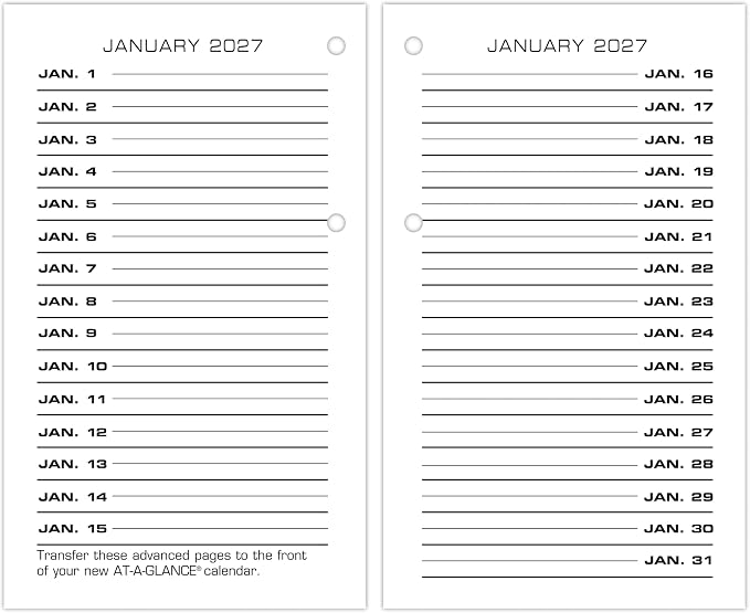 AT-A-GLANCE 2026 Desk Calendar Refill, Daily, 3-1/2" x 6", Standard, Loose-Leaf (E0175026)