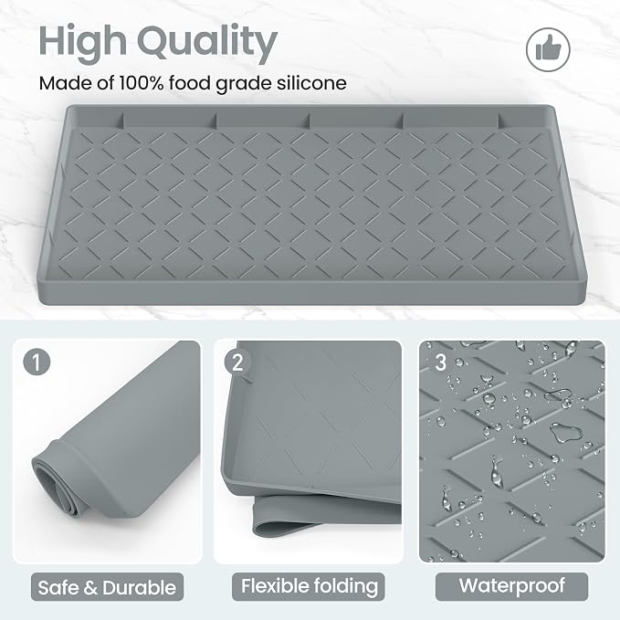 Mateeylife Under Sink Mats for Kitchen Waterproof 28"X19", Undersink Protectors，Silicone Mat Cabinet Liner, Under Sink Organizer for Bathroom and Kitchen，Boot Tray Pet Food Mat, Bronze