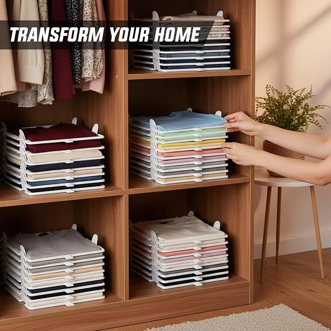 Accenter Tshirt Organize for Closet Storage,Shelves for Bedroom Storage | Space-Savin Clothing Organizer for Home Storage ,Ideal for Tshirts ,Sweater ,Pants Storage in Bedroom and Dormroom 20 Pack