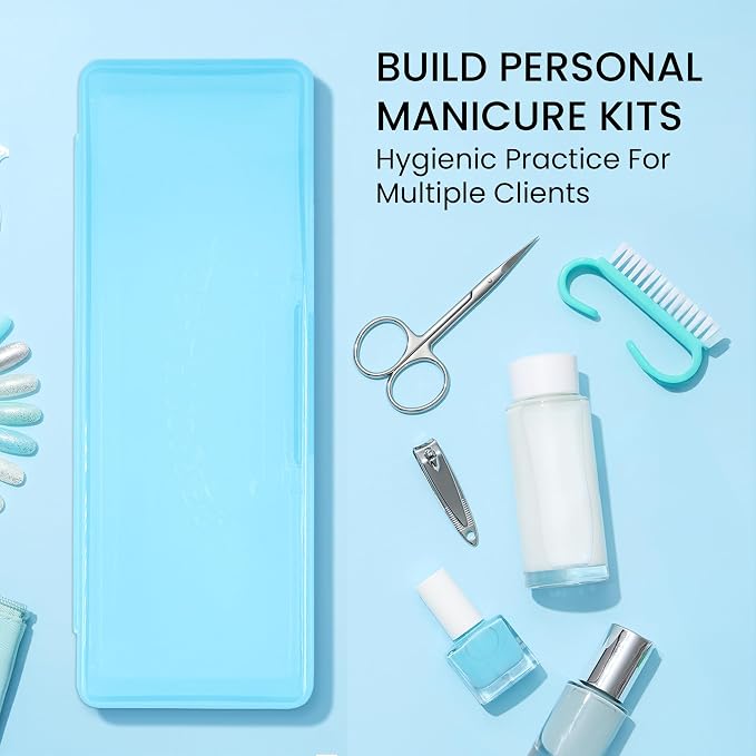 Beauticom Personal Box Storage Case for Professional Manicurist Nails Pedicure (Large Size) (40 Pieces, BLUE)