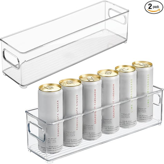 iDesign Stackable Fridge Bin with Handles, Set of 2, Clear | Ideal for Freezer or Pantry, Made in USA