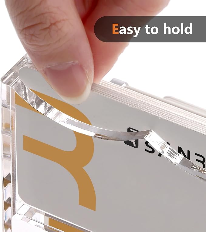 SANRUI Clear Acrylic Business Card Holder for Desk Display Stand Holders Organizer Rack, 4 Tier 4 Pocket, Holds 200 cards