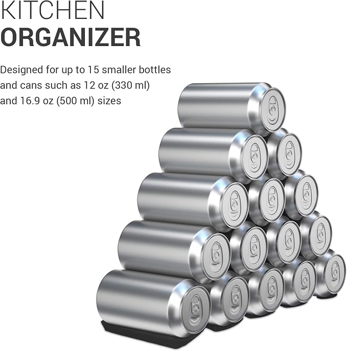 kwmobile Bottle Stacking Mat - Refrigerator Organizer to Stack Bottles, Cans, Beer, Soda - Non-Slip Holder Rack