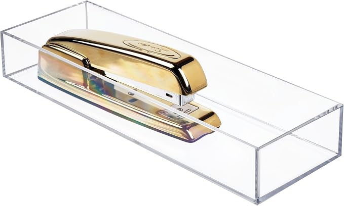 iDesign Plastic Drawer Organizer, 4" x 12" x 2", Clear | Storage Container, For Silverware, Utensils, Kitchen Gadgets, For Pantry, Cabinets, Countertops