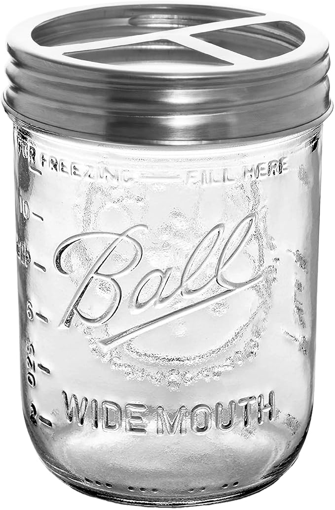Toothbrush Holder for Bathrooms Mason Jar Toothbrush Holder 16oz Glass with Rustproof Stainless Steel Lid Wide Mouth Organizer Rustic Farmhouse Decor for Bathroom Countertop and Vanity Storage