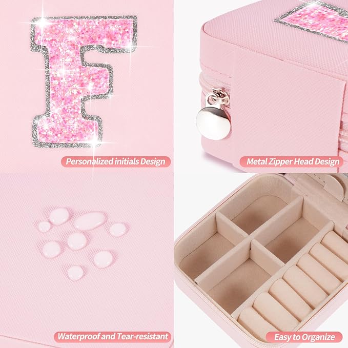 Uygafly Gifts for Teen Girl Trendy Stuff,Birthday Gift for 5 6 7 8 9 10 11 12 13 14 15 Year Old Girls,Cute Travel Jewelry Case Small Box | Pink,F