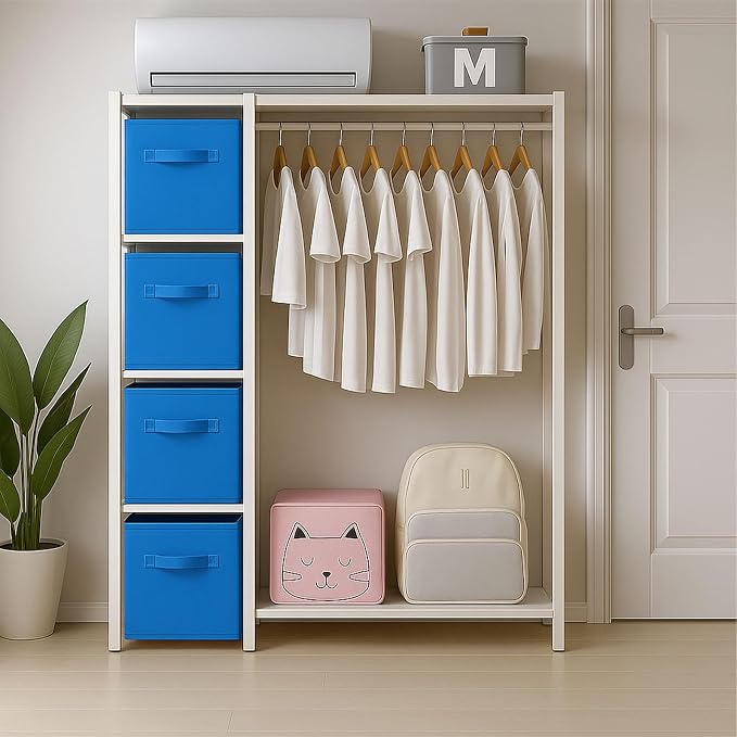 PowerKing Collapsible Storage Cubes with Handles, Fabric Foldable Bins for Closet Shelves, Durable Organization Storage Bins, 10.5'' x 11'' x 10.5'' (2Pack, Royal Blue)