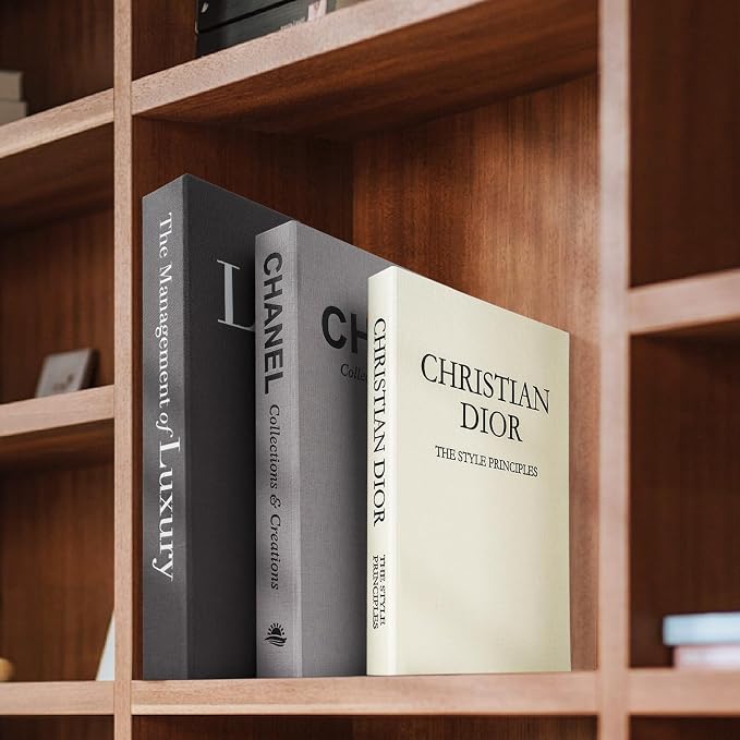 1DOT2 Decorative Books Set of 3, Black-Gray-Beige-Luxury | Coffee Table Home Decor, Living Room Decoration, Photo Storage, Keepsake Box