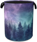 Starry Sky Forest Large Storage Basket Collapsible Laundry Basket Oxford Storage Bin for Gift Baskets Bedroom Clothes Hamper 16" X 20.8"