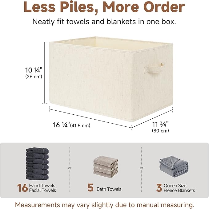 StorageWorks Closet Organizers and Storage Bins, Shelf Baskets for Clothes Storage, Fabric Storage Bins for Organization, Beige(NaturWeave Fabric), 3-Pack, Extra Large