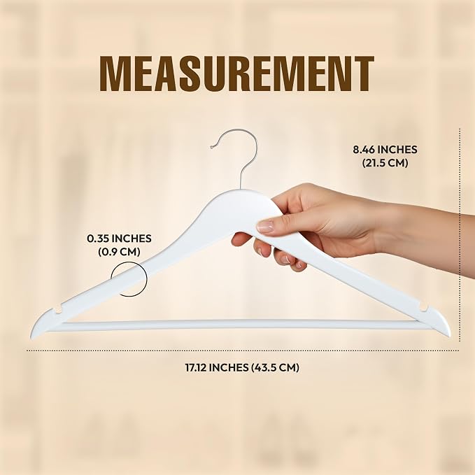 Utopia Home Premium Wooden Hangers 20 Pack - Durable & Slim Coat Hanger - Suit Hanger with 360-Degree Rotatable Hook - Wood Hangers with Shoulder Grooves (White Color)
