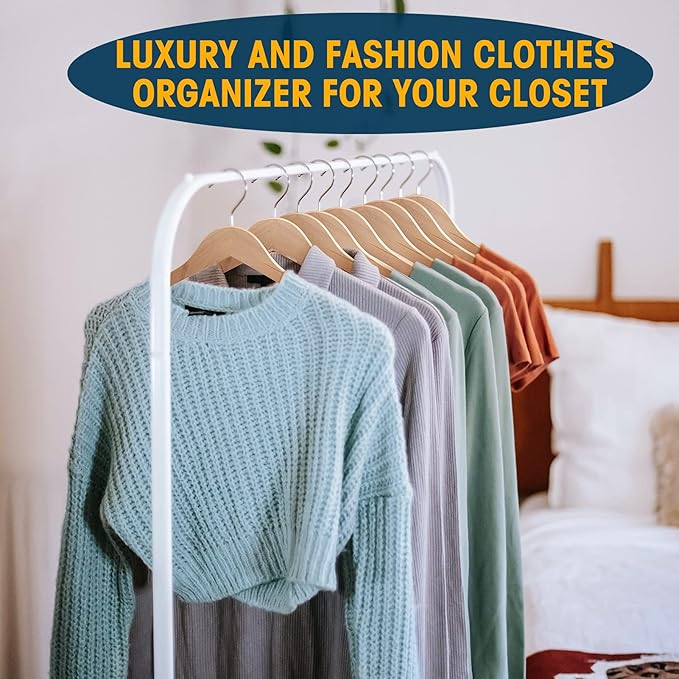 Wooden Hanger 10 Pack,Wood Hanger Solid Shirt Hangers with Pants Bar,Heavy Duty & Slim Coat Hanger,for Suit Coat Jacket Pants（Natural）