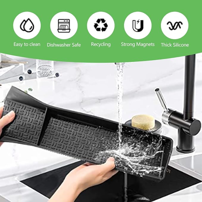 30 Inch Silicone Stove Top Shelf Magnetic for Kitchen, Strong Magnetic Heat Resistant Spice Rack Organizer for Over Stove Oven - (Black)