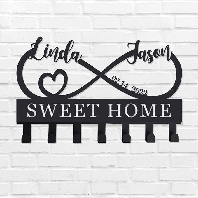 Metal Infinity Key Hooks, Personalized Key Rack for Wall, Key Hanger Decor for Kitchen, Entryway, Hallway, Office, Doorway