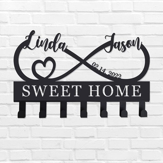 Metal Infinity Key Hooks, Personalized Key Rack for Wall, Key Hanger Decor for Kitchen, Entryway, Hallway, Office, Doorway