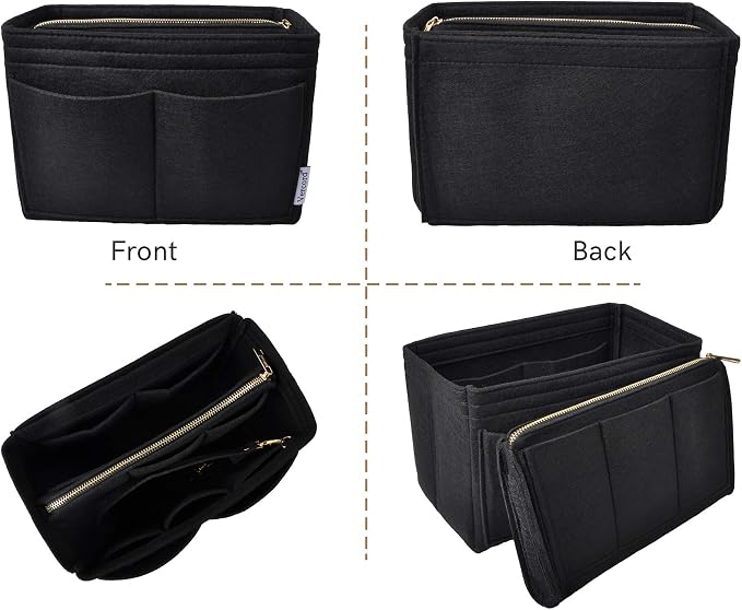 Vercord Felt Organizer Insert For Purse Handbag Tote Bag In Bag Inside Shaper Divider Neo Black Xlarge