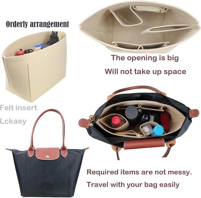 Lckaey Purse Organizer Insert for Le Pliage Neo Handbags Insert Organizer1012khaki-S