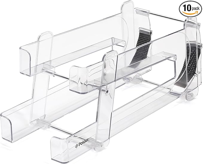 Polder Gravity Feed Can Dispenser, BPA-Free Plastic Beverage and Drink Dispenser, Holds Up to 10 Soda Cans, Ideal for Refrigerators and Countertops, Fridge Organizer, 14" x 5.3" x 6.1"