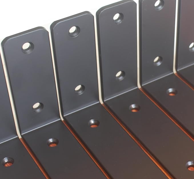 16 Pack - L 6" x H 4" x W1.5, 5mm Thick Black L Shelf Bracket, Iron Shelf Brackets, Metal Shelf Brackets, Floating Shelf, Shelf Supports with Screws