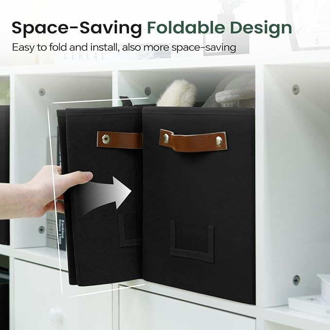 FinishingBo 6-Pack Storage Cubes with Handles & Label Holders Basket, Closet Cube Home Organizer Bins(Black, 10.5*10.5*11 inch)