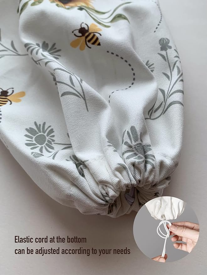 Hglian Kitchen Grocery Bag Holder,Bee Happy Plastic Bags Organizer Shopping Trash Bags Storage,Cute Bee Sunflower Farmhouse Home Décor