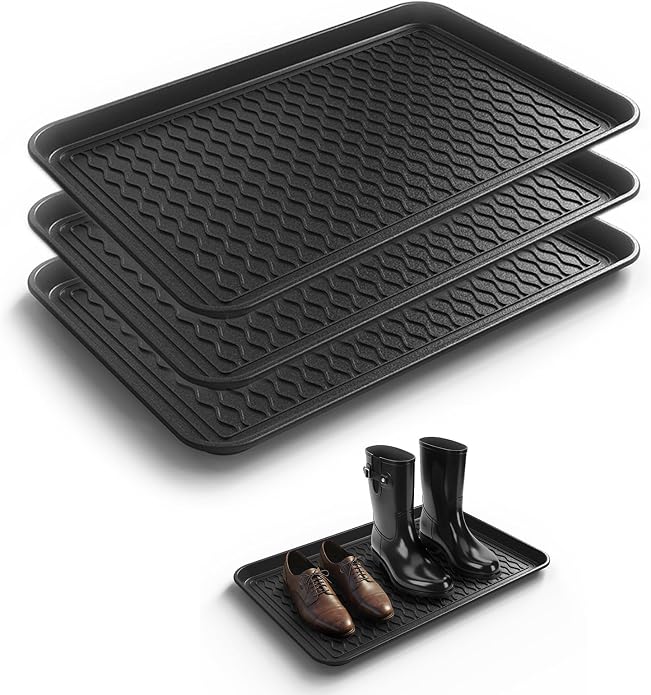 Boot Trays for Entryway, Multifunctional Shoe Mat with Cleaning Brush, Boot Tray for Shoes Plants Pots Pet Bowls
