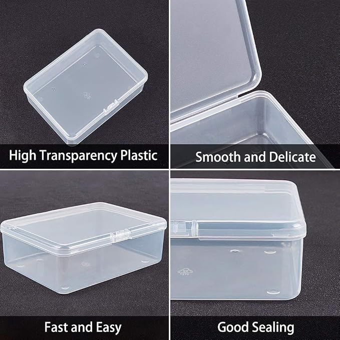 BENECREAT 6 Pack 5.6x4.2x1.8 Clear Plastic Box Containers with Lids for Beads, Safety Pins and Other Craft Jewelry Watch Findings