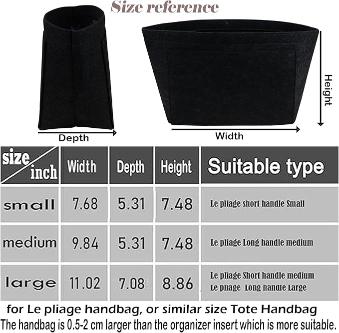 Lckaey bag Organizer Insert for Longchamp Le Pliage Neo Handbags Insert Organizer 1012BLACK-M