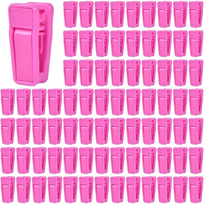 KISEER 80 Pcs Plastic Baby Hanger Clips Slim-line Finger Clips Set for Clothes Hanger Velvet Hanger (Pink)
