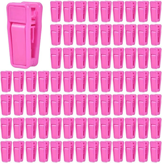 KISEER 80 Pcs Plastic Baby Hanger Clips Slim-line Finger Clips Set for Clothes Hanger Velvet Hanger (Pink)