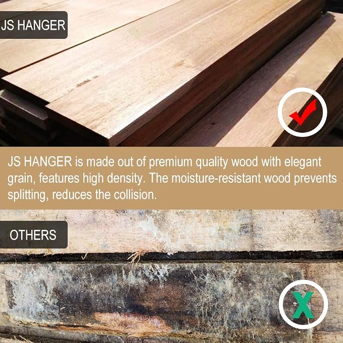 Coat Hangers, 18 Pack Solid Wooden Suit Hangers with Notched Cut Shoulder, Non-Slip Pant Bar, Extra Smooth and Splinter Free Walnut Finish
