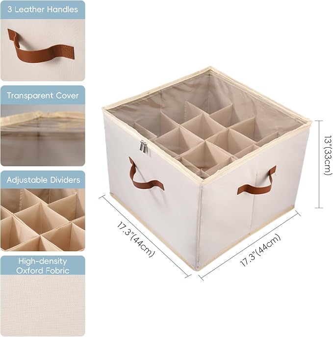 Shoe Storage Organizer 3 Pack with Clear Cover and Adjustable Dividers – Fabric Shoe Organizer for Closet Fits 24-48 Pairs, Space-Saving Shoe Organizer Box, Dustproof & Reinforced