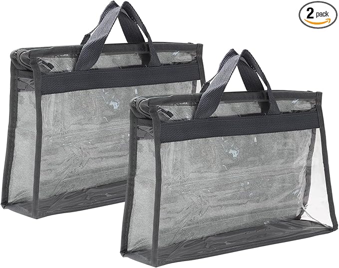 PATIKIL Handbag Dust Bags, 2 Pack Clear Purse Storage Organizer S Size PVC Dustproof Handbag Cover Transparent Purse Protector, Gray