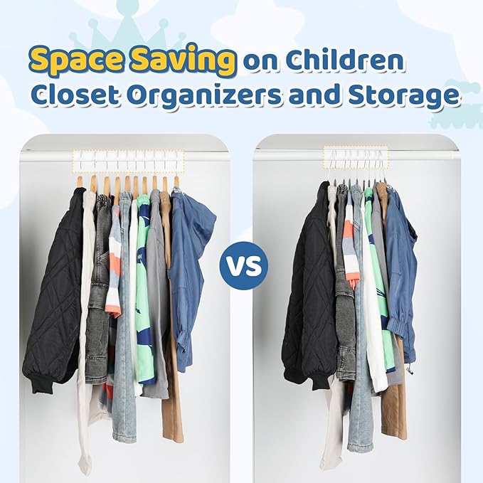 Smartor Premium 14 Inch Kids Hangers 50 Pack, Baby Velvet Hanger Non Slip | Grey Space Saving Felt Hangers Clothes Organizers for Closet with 360° Swivel Hook for Children, Toddler & Teens