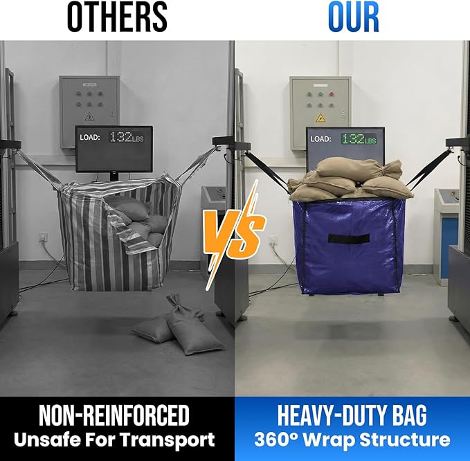 TAILI 2 Pack Dark Blue Extra Large Moving Bags, Heavy Duty Totes with Visible Window, Wrap Around Handles, Great for Storage