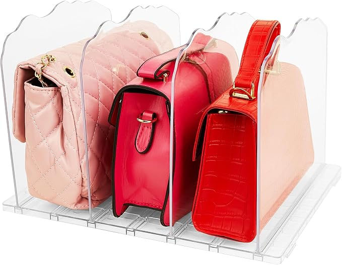 Purse Organizer for Closet, Handbag Storage Organizers for Small Closet, Acrylic Shelf Dividers, Clear Adjustable Bag Organizer, 1 Pack