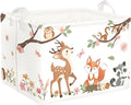 Clastyle Forest Animal Baby Storage Basket Leaf Kid Laundry Hamper Boy Girl Gift Toy Box Collapsible Clothes Organizer Nursery Bin for Bedroom, Pink Deer, 40x30x30 cm