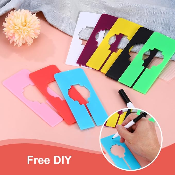 uxcell 10 Pcs Clothes Dividers,Rectangle Closet Rack Dividers Clothing Rack Size Dividers Blank Labels Writable & Reusable for Hanging Clothes Sorting Size, Multicolor