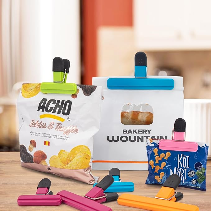 28 Pcs Chip Bag Clips, Bag Clips for Food Storage, Snack Clip for Other Food Bags, Heavy Duty Sealing Clip for Home, Office and More