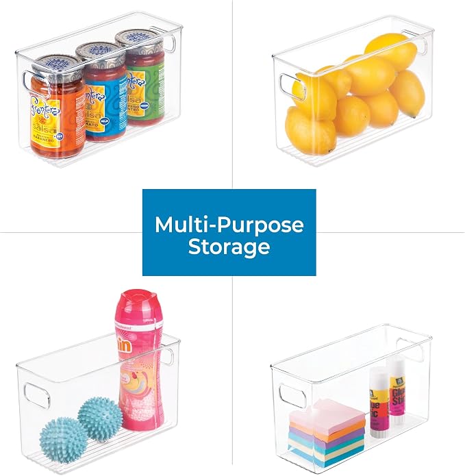 iDesign Slim Clear Plastic Storage Bin, Tall Narrow | Organizer, For Kitchen, Fridge, Freezer, or Pantry