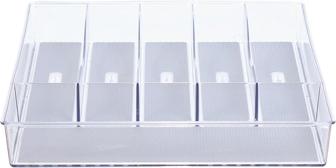 Glad Silverware & Utensil Drawer Organizer - Divided Clear Plastic Storage Tray with 6 Compartments for Kitchen Flatware and Cutlery - BPA Free, Food Safe, Non Slip, 12x15 inches