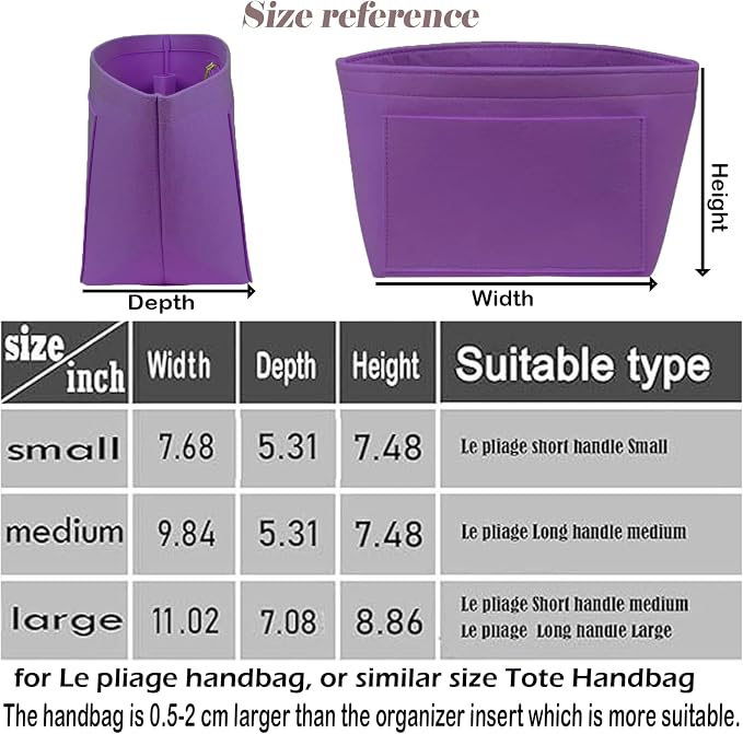 Lckaey Purse Organizer Insert for Longchamp Le Pliage Neo Handbags Insert Organizer 1012purple-S