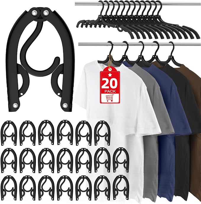 20Pcs Foldable Travel Hangers Cruise Essentials 2026 Phone Sized | Portable Travel Essential Plastic Cruise Ship Essentials Cruises Must Haves for Suitcase Camping Flying RV Europe Vacation