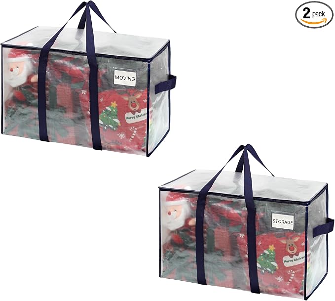 VENO 2 Pack Heavy Duty Moving Bags, Extra Large Storage Bags with Reinforced Handles & Strong Zippers, Foldable & Reusable Moving Box Alternative for Clothes & Dorm Storage