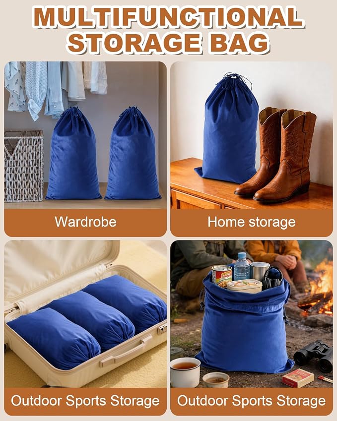4 Pcs Shoe Bags for Travel, Large Boot Bag, Palace Blue, 21.2x13.3 Inch | Washable & Reusable Travel Shoe Bags, Dustproof Shoe Bags with Drawstring Closure, Suitable for Travel, Home Storage