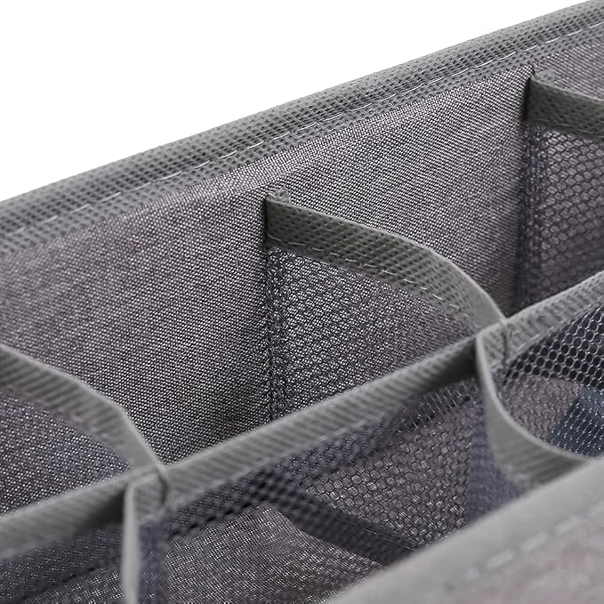 Qozary 3 Pack Sock Underwear Drawer Organizer Dividers, Collapsible Cabinet Closet Storage Boxes for Clothes, Socks, Lingerie, Underwear, Tie, Belt, Baby, Bedroom