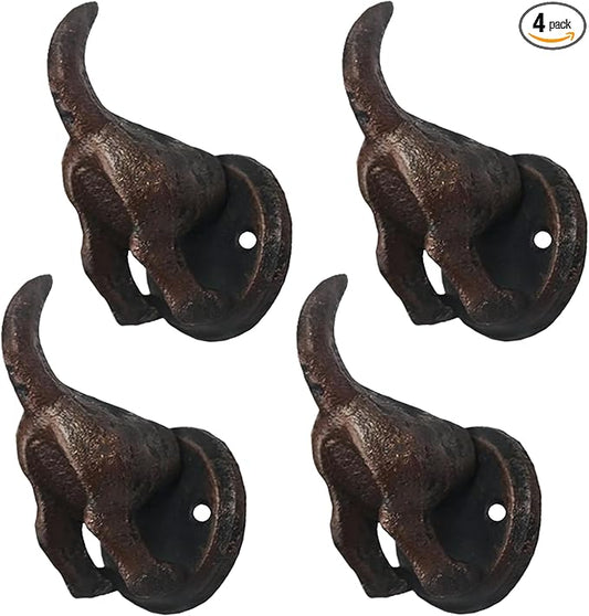 Lulu Decor, 100% Cast Iron Dog Tail Heavy Duty Hooks, Key Holder, Coat Decorative Hooks for Dog Lovers - Wall Mount Leash Holder for Wall Storage - Stylish (4 pcs)