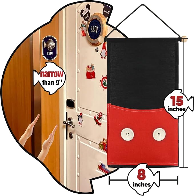 RUNROLE 8 Inch Narrow Fish Extender to Right Fit the Cabin Door - 1, 2, 3, 4 Pocket Hanging Storage Organizer, Easily Customize, 2026 & 2027 FE for Gift Exchanges and Pixie Dust, Cruise Essentials