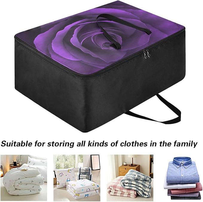 Blueangle Multipurpose Moisture Proof Foldable Purple Rose Storage Bag for Clothes Comforter Quilt Bedspread Pillow Blanket (100L)