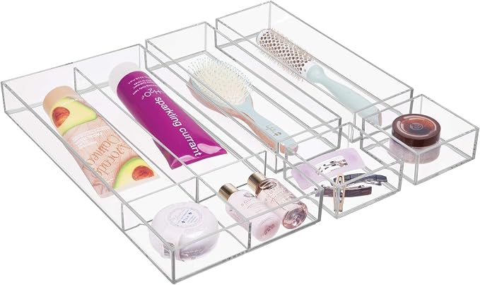 iDesign Plastic Drawer Organizer, 4" x 12" x 2", Clear | Storage Container, For Silverware, Utensils, Kitchen Gadgets, For Pantry, Cabinets, Countertops